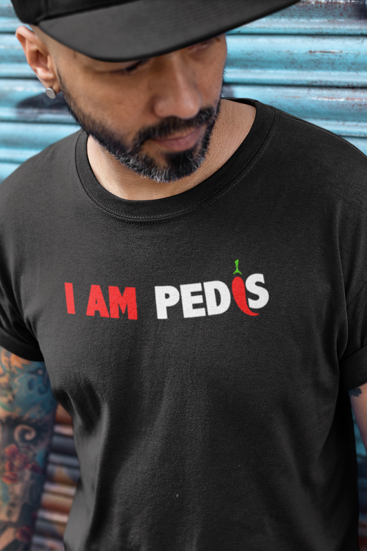 T-shirt I am pedis - bedrukking voorkant